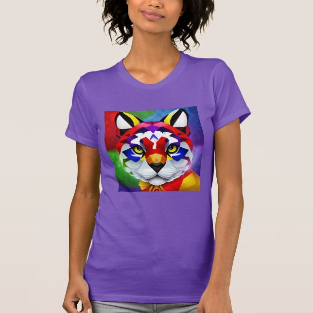 Camiseta roxa de mulheres do gato de Alexander (Frente)