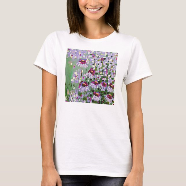 Camiseta roxa dos coneflowers (Frente)