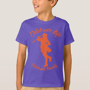 Camiseta Roxa para Crianças com Silhueta Laranja