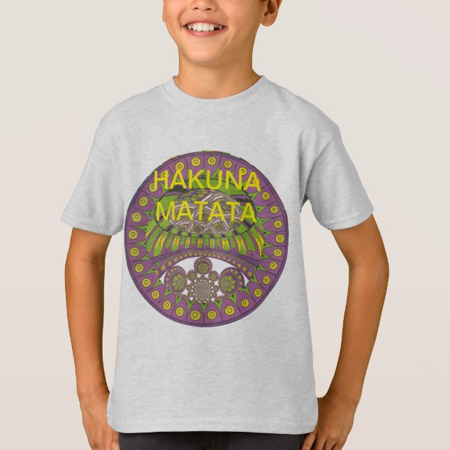 Camiseta Roxo Africano e Caleidoscópio Amarelo Tradicional (Frente)