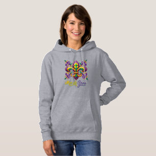 Camiseta Roxo amarelo verde Mardi Gras fleur de lis