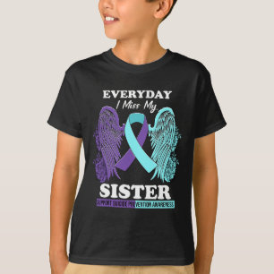 Camiseta Roxo Azul Asa Irmã Prevenção de Suicídio Certe