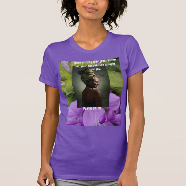 Camiseta roxo, camisa, mulheres, oração, inspiração, (Frente)