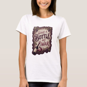 Camiseta Roxo Chamativo INICIE UMA GARRAFA NÃO A GUERRA