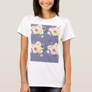 Camiseta Roxo com flores brancas