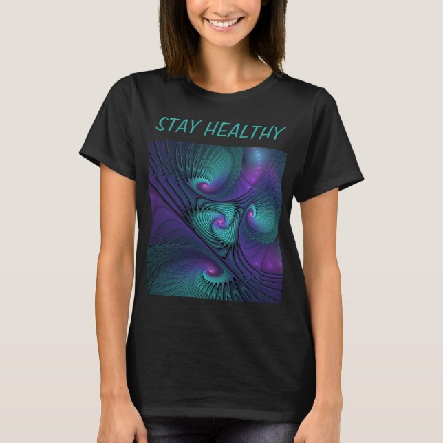 Camiseta Roxo Conhece Arte Fractal Abstrato moderna Turques (Frente)