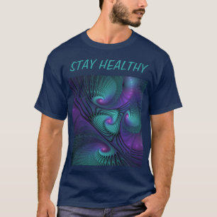 Camiseta Roxo Conhece Arte Fractal Turquesa Abstrato