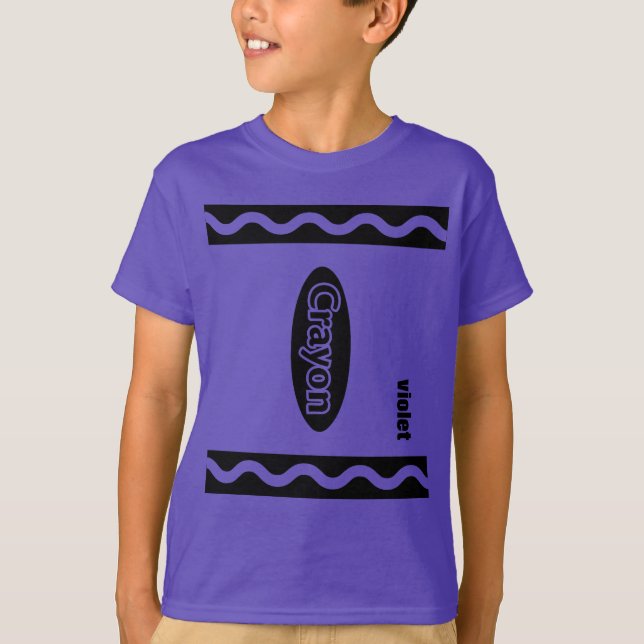 Camiseta Roxo Crayon Box Grupo de Festa de Halloween (Frente)