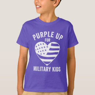 Camiseta Roxo Crianças Militares Sensibilização Militar par