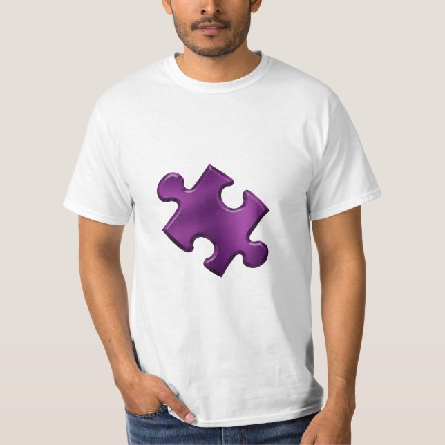 Camiseta Roxo da parte do quebra-cabeça do autismo (Frente)