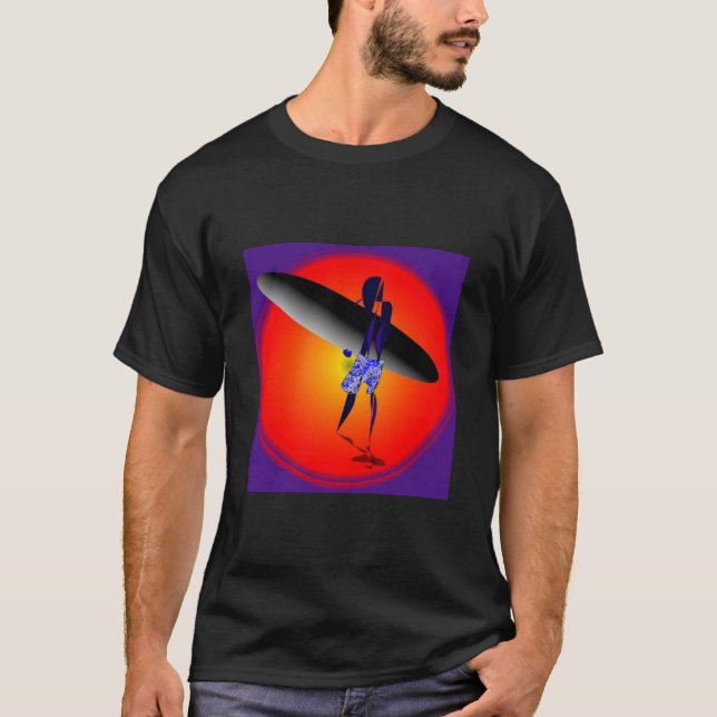 Camiseta Roxo da praia do por do sol (Frente)