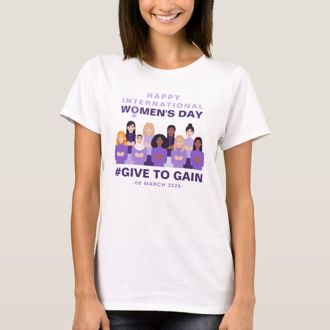 Camiseta Roxo Dar Para Ganhar Dia Internacional da Mulher 2 (Frente)