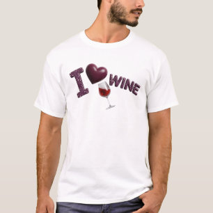Camiseta Roxo Divertido & Funky EU AMO VINHO Gráfico de Des