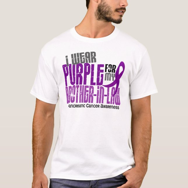 Camiseta Roxo do câncer de pâncreas para meu cunhado 6,2 (Frente)