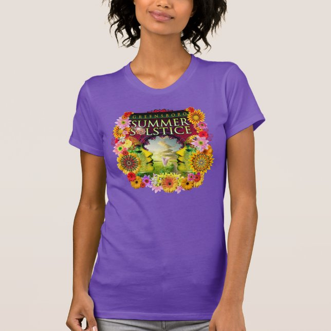 Camiseta Roxo do Festival de Solstício de Verão de Greensbo (Frente)