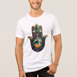 Camiseta Roxo Dourado Verde Água Hamsa c/ Terceiro Olho Tur