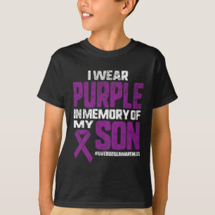 Camiseta Roxo Em Memória Do Meu Filho Sobre-Dosagem