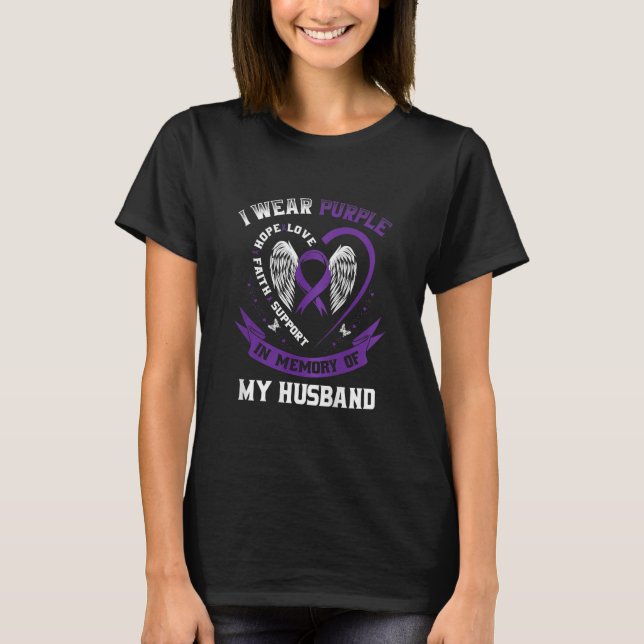 Camiseta Roxo Em Memória Pancreática Do Marido (Frente)