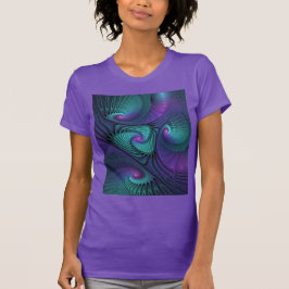 Camiseta Roxo encontra Arte Fractal abstrato Turquesa moder