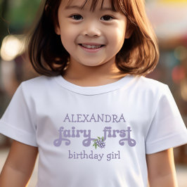 Camiseta Roxo Fada Primeira Baga Primeiro Aniversário