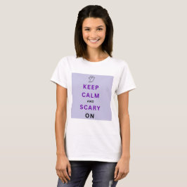 Camiseta Roxo Mantenha Calma e Assustador no texto Fantasma