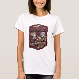 Camiseta Roxo Moderno CORRENDO COM VODCA E MAU JUIZO