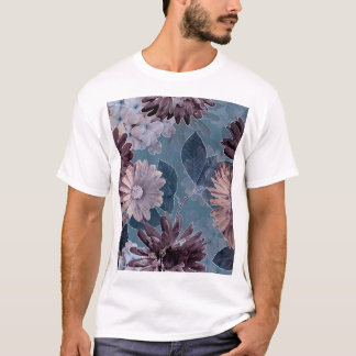 Camiseta Roxo Monocromático: Floral Aquarela Sem Costura