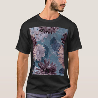 Camiseta Roxo Monocromático: Floral Aquarela Sem Costura