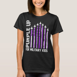 Camiseta Roxo para Cima para Crianças Militares Meninos Mul