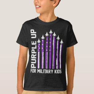 Camiseta Roxo para Cima para Crianças Militares Meninos Mul