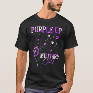 Camiseta Roxo Para Criança Militar Mês Dandelion Tie D
