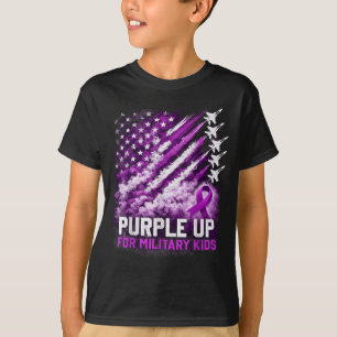 Camiseta Roxo para crianças militares abril conscientização