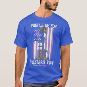 Camiseta Roxo Para Crianças Militares Apoiam A Bandeira Mil