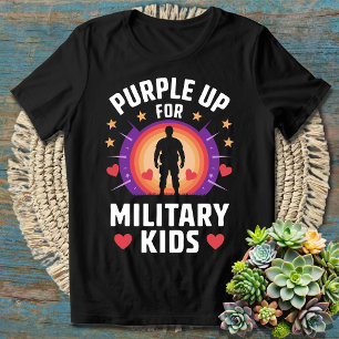 Camiseta Roxo Para Crianças Militares - Apoie Nossas Tropas