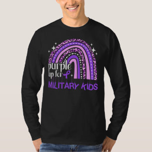 Camiseta Roxo Para Crianças Militares Arco-Íris
