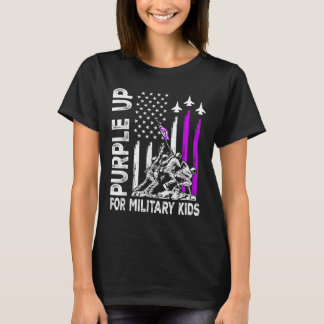 Camiseta Roxo Para Crianças Militares Bandeira Filho Milita