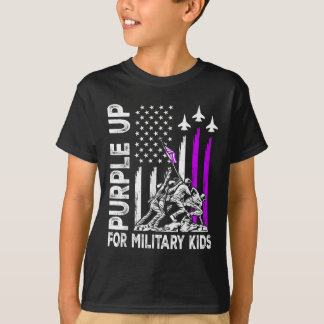 Camiseta Roxo Para Crianças Militares Bandeira Filho Milita