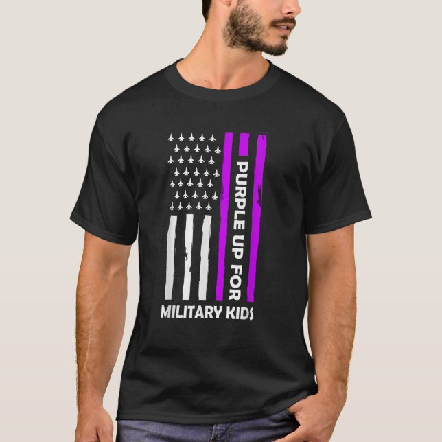 Camiseta Roxo Para Crianças Militares Da Criança Militar (Frente)