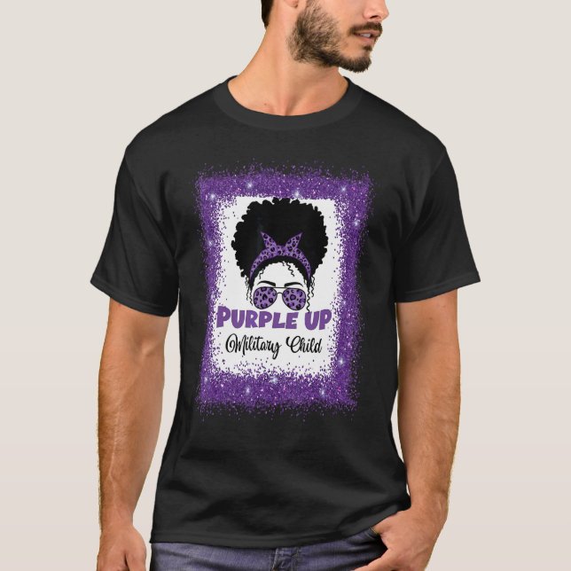Camiseta Roxo Para Crianças Militares Menino Militar Mês M (Frente)
