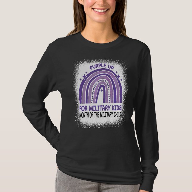 Camiseta Roxo Para Crianças Militares Mês Do Exército (Frente)