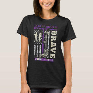 Camiseta Roxo Para Crianças Militares Terra Da Minha Mamãe