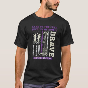 Camiseta Roxo Para Crianças Militares Terra Da Minha Mamãe