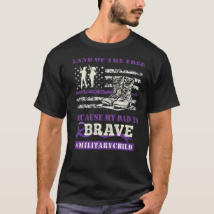 Camiseta Roxo Para Crianças Militares Terra De Grátis Meu P