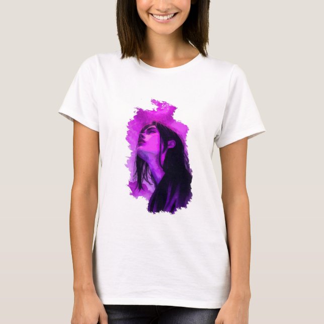 Camiseta Roxo Reverie, mulher triste (Frente)