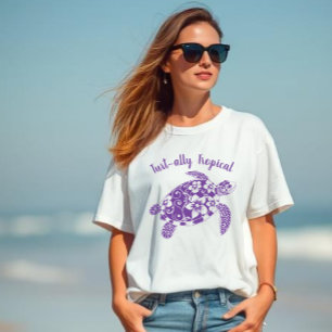 Camiseta Roxo Tropical de Turtaruga Havaiana