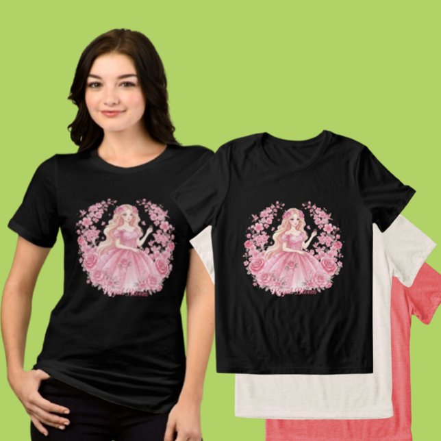 Camiseta Royal Bloom Pink Floral Women's Graphic Tee (Criador carregado)