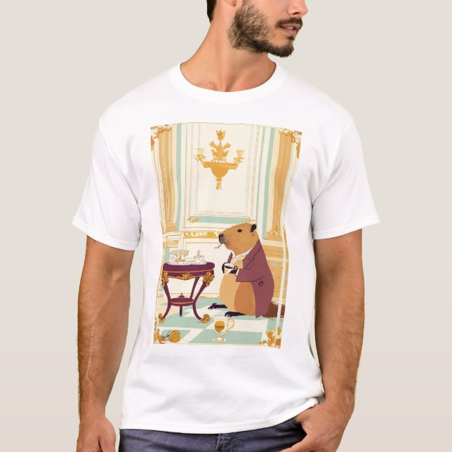 Camiseta Royal Capybara: Hora do Chá no Palácio de Buckingh (Frente)