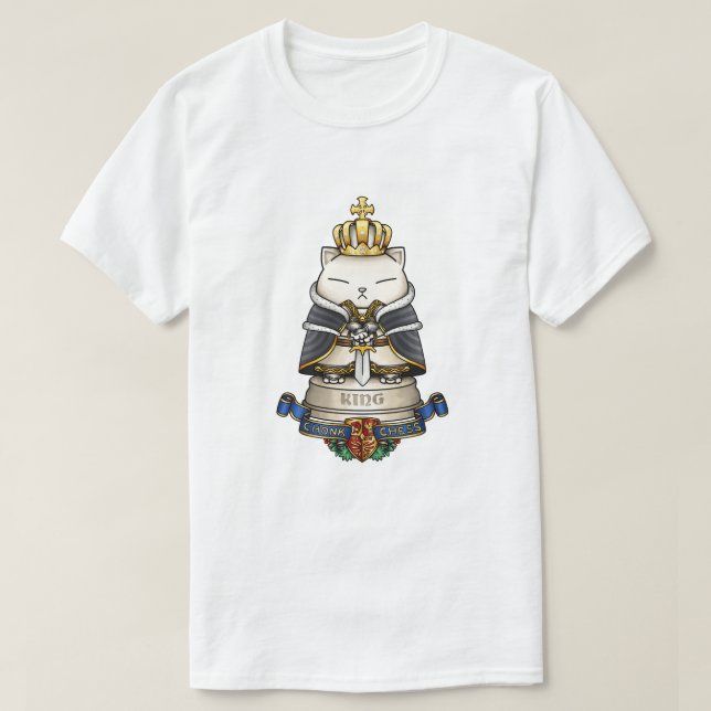 Camiseta Royal Cat Chess King Piece (Frente do Design)