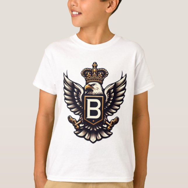 Camiseta "Royal Eagle Emblem com letra B em relevo" (Frente)