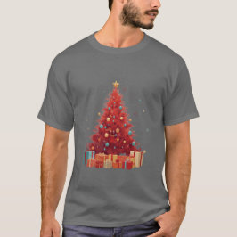 Camiseta Royal Red Festive Glow: Premium Christmas Tree